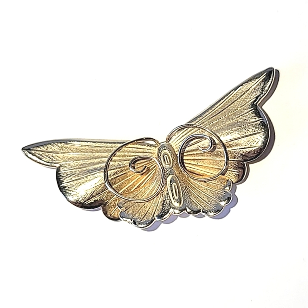 GIOVANNI BROOCHES - PANSY FLOWER & BUTTERFLY GOLDTONE - Picture 2 of 12